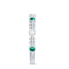 Lab Grown Emerald Diamond Half Eternity Ring with Beaded Detailing AAAA - Rosec Jewels