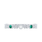 Lab Grown Emerald Diamond Half Eternity Ring with Beaded Detailing AAAA - Rosec Jewels