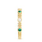 Lab Grown Emerald Diamond Half Eternity Ring with Beaded Detailing AAAA - Rosec Jewels