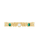 Lab Grown Emerald Diamond Half Eternity Ring with Beaded Detailing AAAA - Rosec Jewels