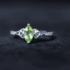 Rosec Jewels-Natural 0.7 Carat Peridot Diamond Marquise Engagement Ring with Celtic Knot