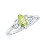 Rosec Jewels-Natural 0.7 Carat Peridot Diamond Marquise Engagement Ring with Celtic Knot
