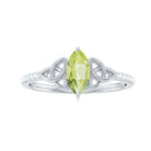 Rosec Jewels-Natural 0.7 Carat Peridot Diamond Marquise Engagement Ring with Celtic Knot