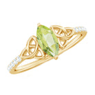 Rosec Jewels-Natural 0.7 Carat Peridot Diamond Marquise Engagement Ring with Celtic Knot
