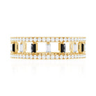 Baguette Cut Black Spinel and Moissanite Wedding Band AAA - Rosec Jewels