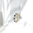 Certified Round Lab Grown Blue Sapphire Eternity Band Ring with Moissanite AAAA - Rosec Jewels
