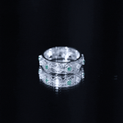 Lab Emerald and Diamond Vintage Wedding Band Ring AAAA - Rosec Jewels