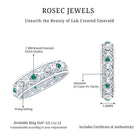 Lab Emerald and Diamond Vintage Wedding Band Ring AAAA - Rosec Jewels