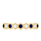 Art Deco Inspired Blue Sapphire and Diamond Geometric Half Eternity Ring AAA - Rosec Jewels