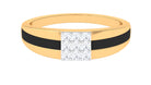Certified Real Diamond Mens Engagement Band with Black Enamel Natural - ( HI-SI ) - Rosec Jewels