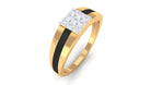 Certified Real Diamond Mens Engagement Band with Black Enamel Natural - ( HI-SI ) - Rosec Jewels