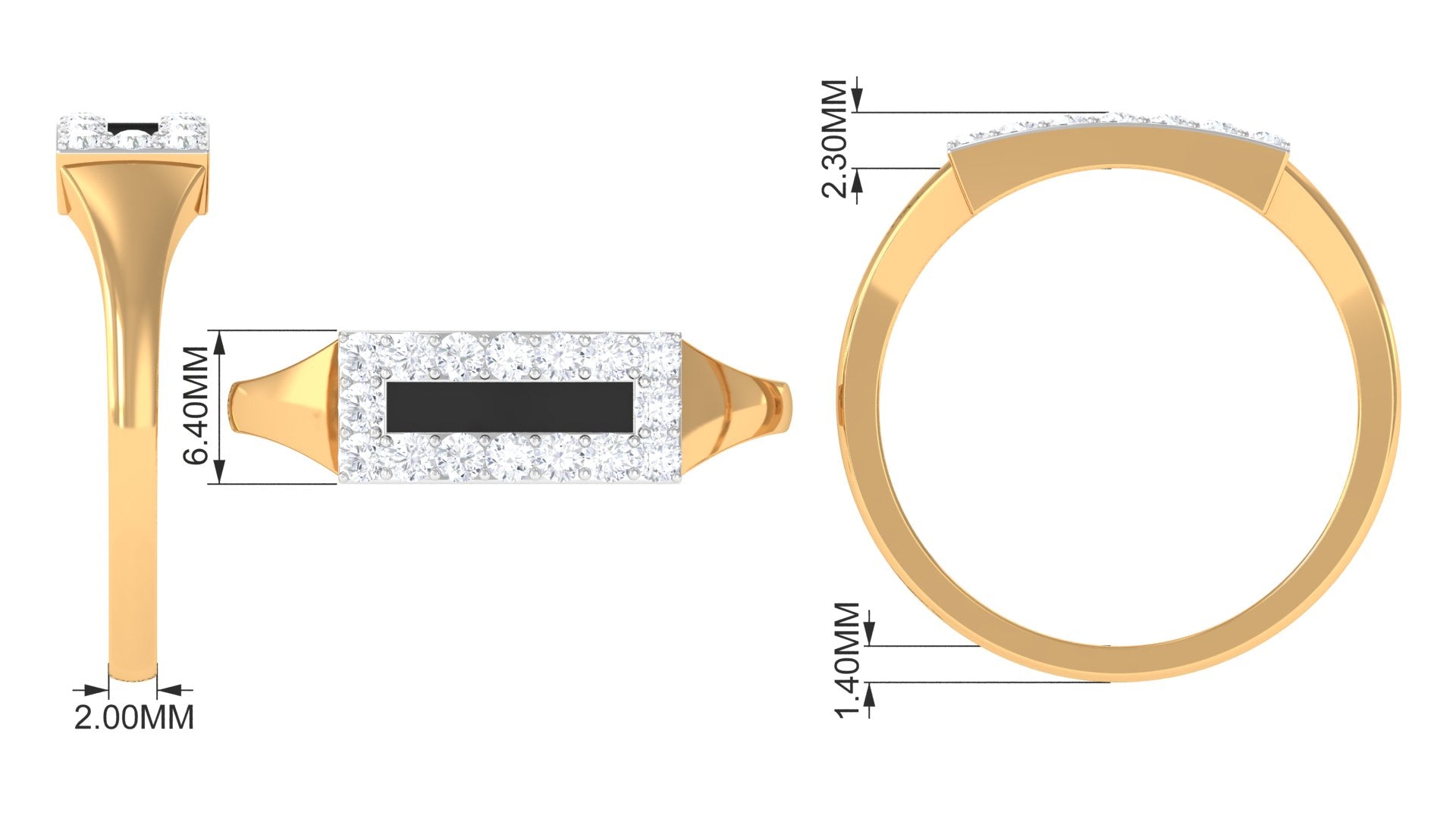 Natural Mens Diamond Band Ring with Black Enamel Natural - ( HI-SI ) - Rosec Jewels