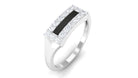 Natural Mens Diamond Band Ring with Black Enamel Natural - ( HI-SI ) - Rosec Jewels