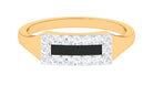 Natural Mens Diamond Band Ring with Black Enamel Natural - ( HI-SI ) - Rosec Jewels