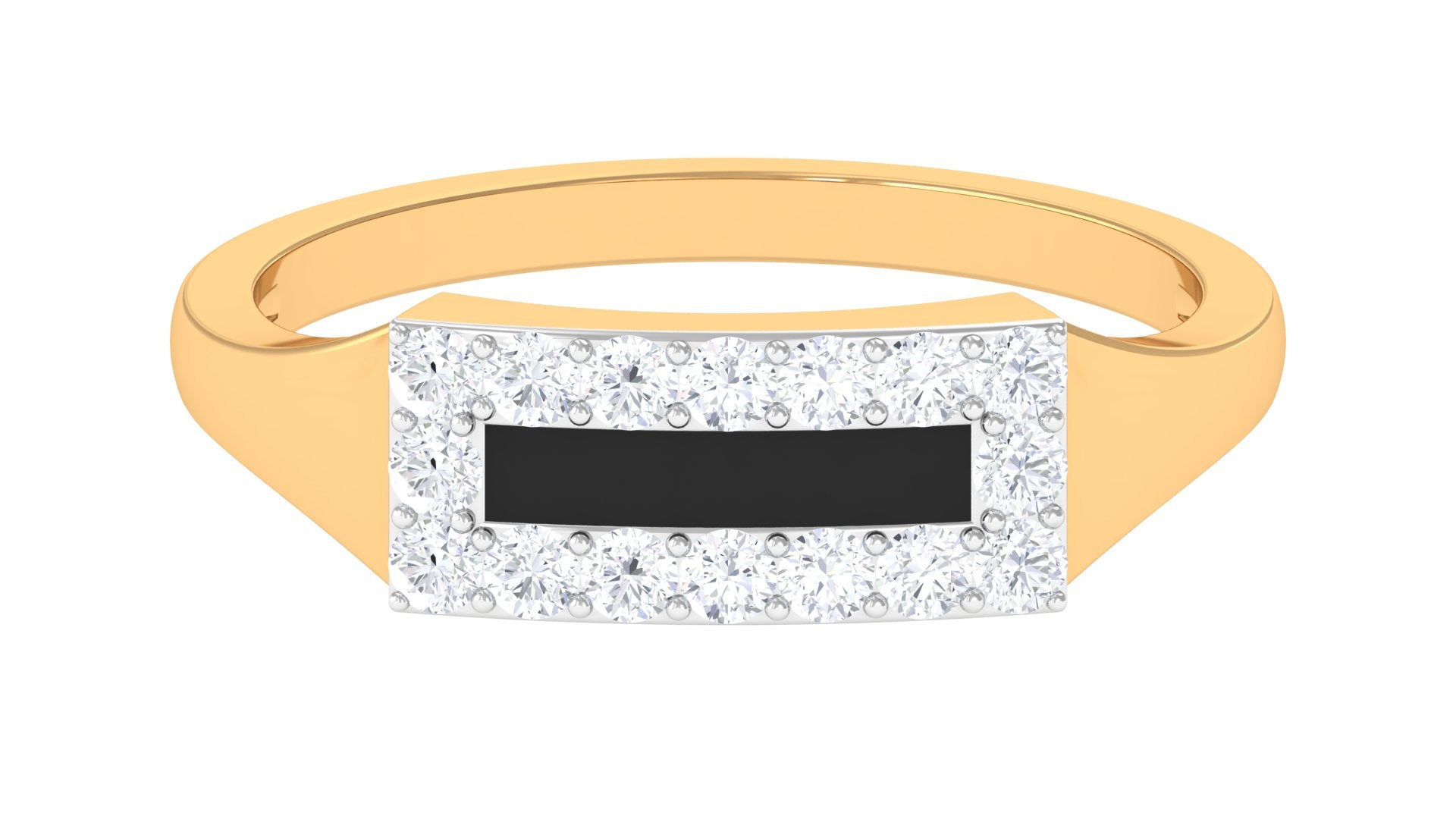 Natural Mens Diamond Band Ring with Black Enamel Natural - ( HI-SI ) - Rosec Jewels