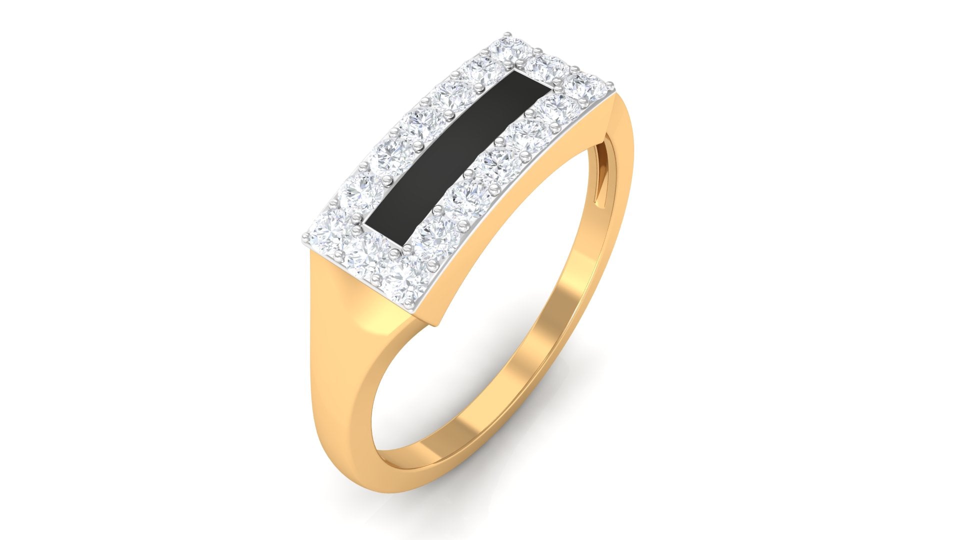 Natural Mens Diamond Band Ring with Black Enamel Natural - ( HI-SI ) - Rosec Jewels