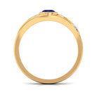 Bezel Set Blue Sapphire and Diamond Engagement Ring for Men AAA - Rosec Jewels