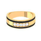 Certified Real Diamond Wedding Band with Black Enamel Natural - ( HI-SI ) - Rosec Jewels