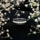 Natural Diamond and Enamel Wedding Band for Men Natural - ( HI-SI ) - Rosec Jewels