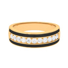 Natural Diamond and Enamel Wedding Band for Men Natural - ( HI-SI ) - Rosec Jewels