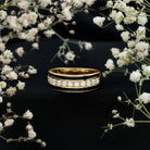 Natural Diamond and Enamel Wedding Band for Men Natural - ( HI-SI ) - Rosec Jewels