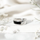 Classic Moissanite Mens Wedding Band with Black Enamel D-VS1 - Rosec Jewels