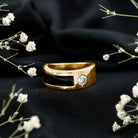 Classic Moissanite Mens Wedding Band with Black Enamel D-VS1 - Rosec Jewels
