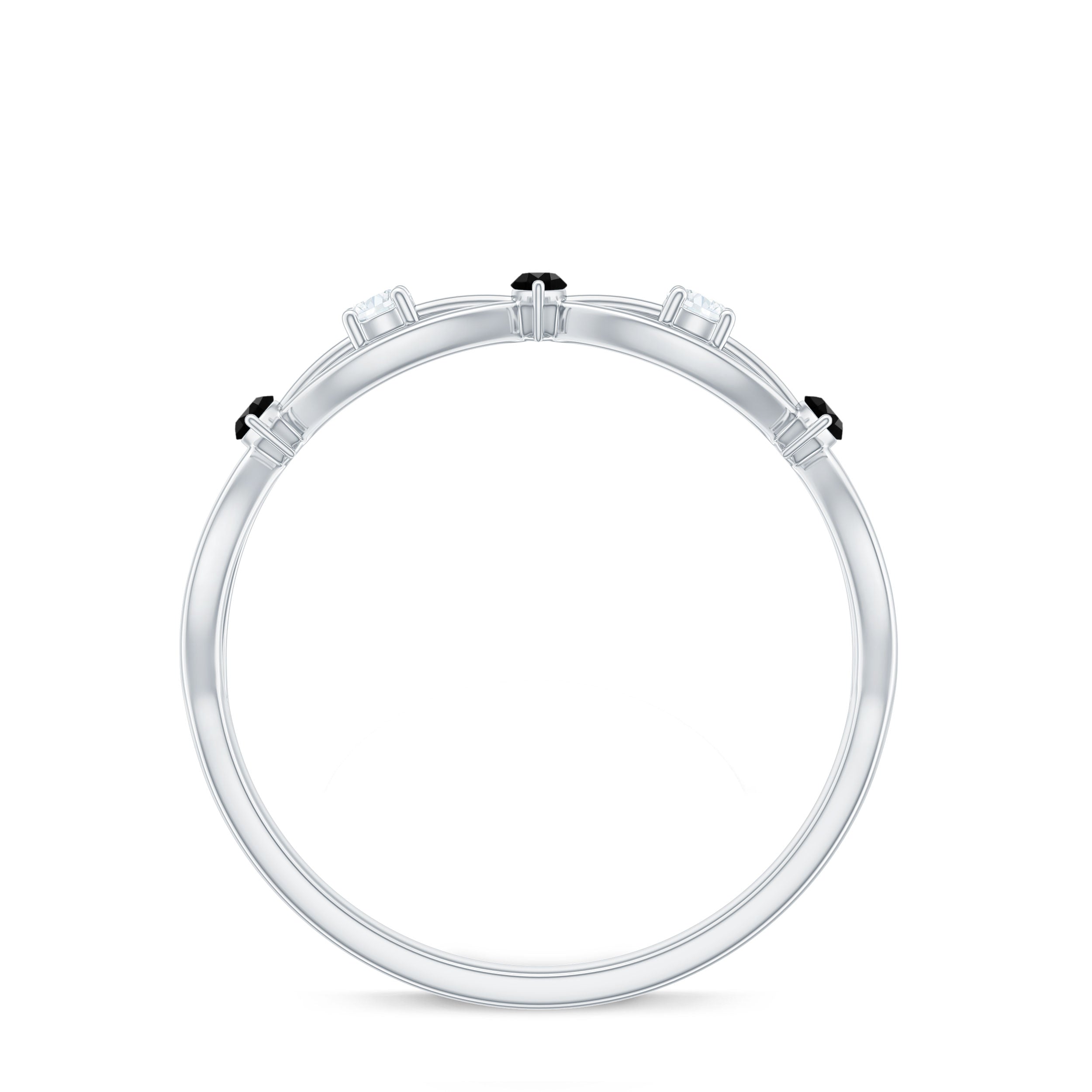 Certified Lab Grown Black Diamond Promise Ring with White Diamond AAAA ( Synthetic ) - Rosec Jewels