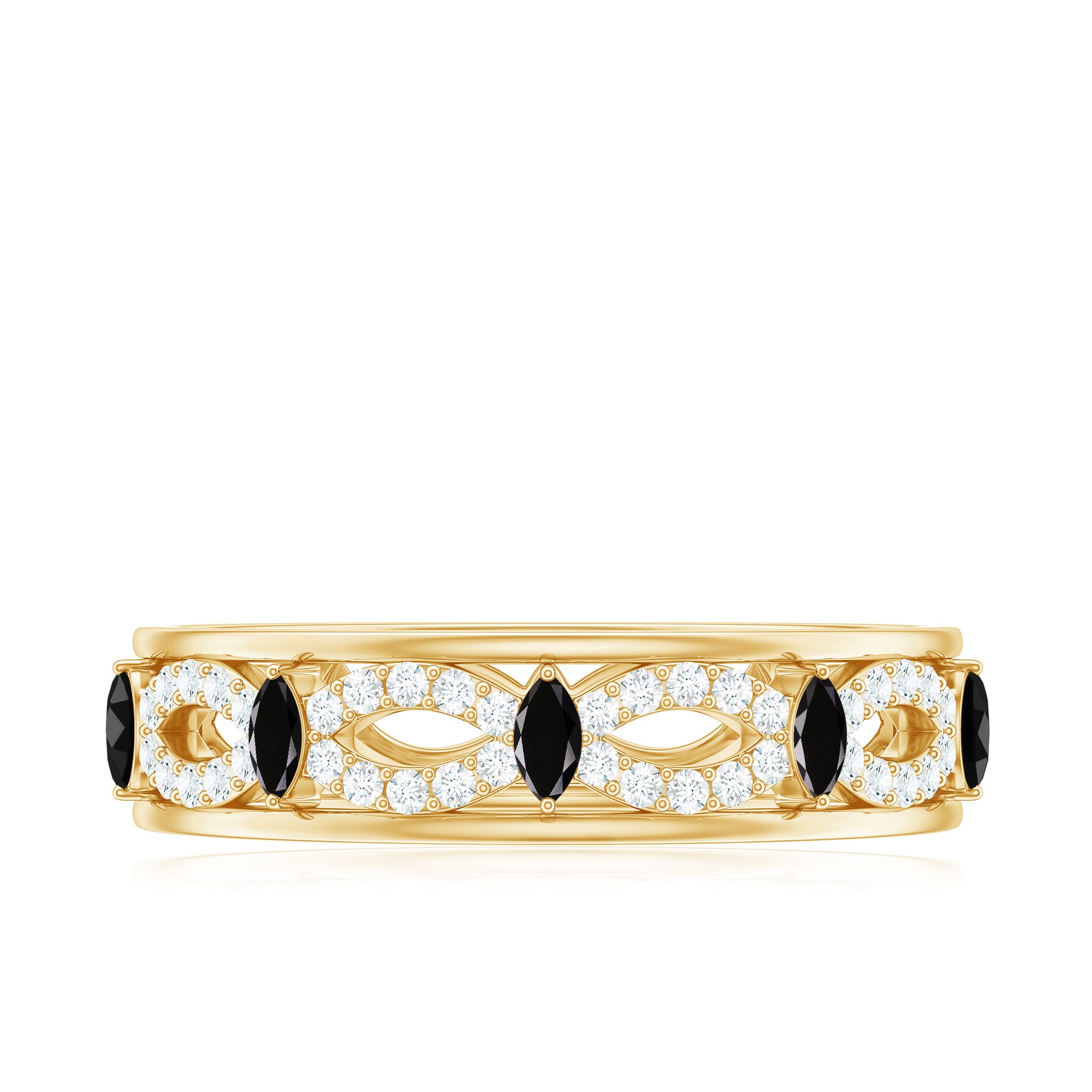 Certified Lab Grown Black and White Diamond Infinity Band Ring AAAA ( Synthetic ) - Rosec Jewels