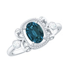 London Blue Topaz and Diamond Art Deco Engagement Ring AAA - Rosec Jewels