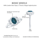 London Blue Topaz and Diamond Art Deco Engagement Ring AAA - Rosec Jewels