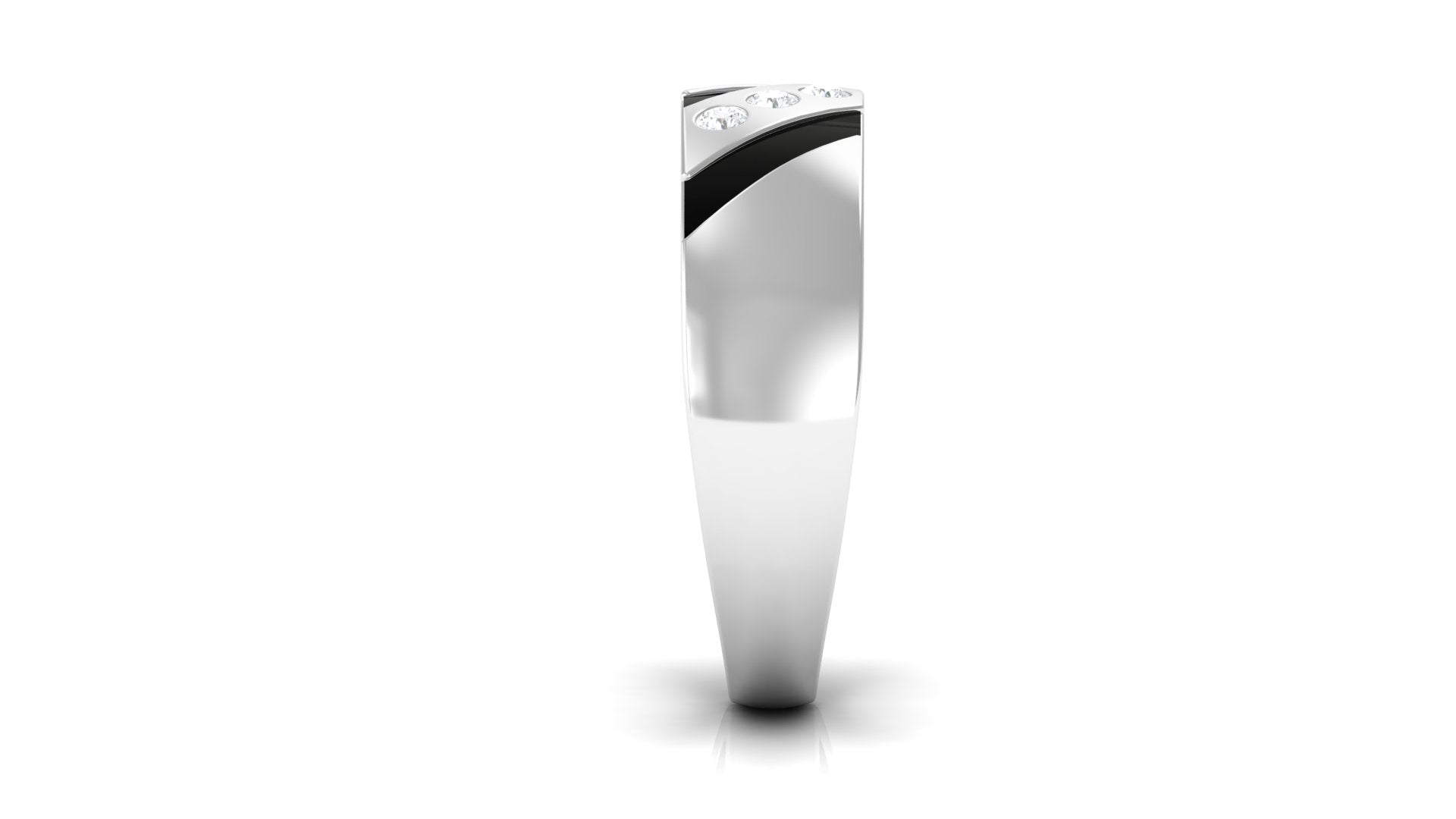 Natural Diamond Mens Wedding Band with Black Enamel Natural - ( HI-SI ) - Rosec Jewels