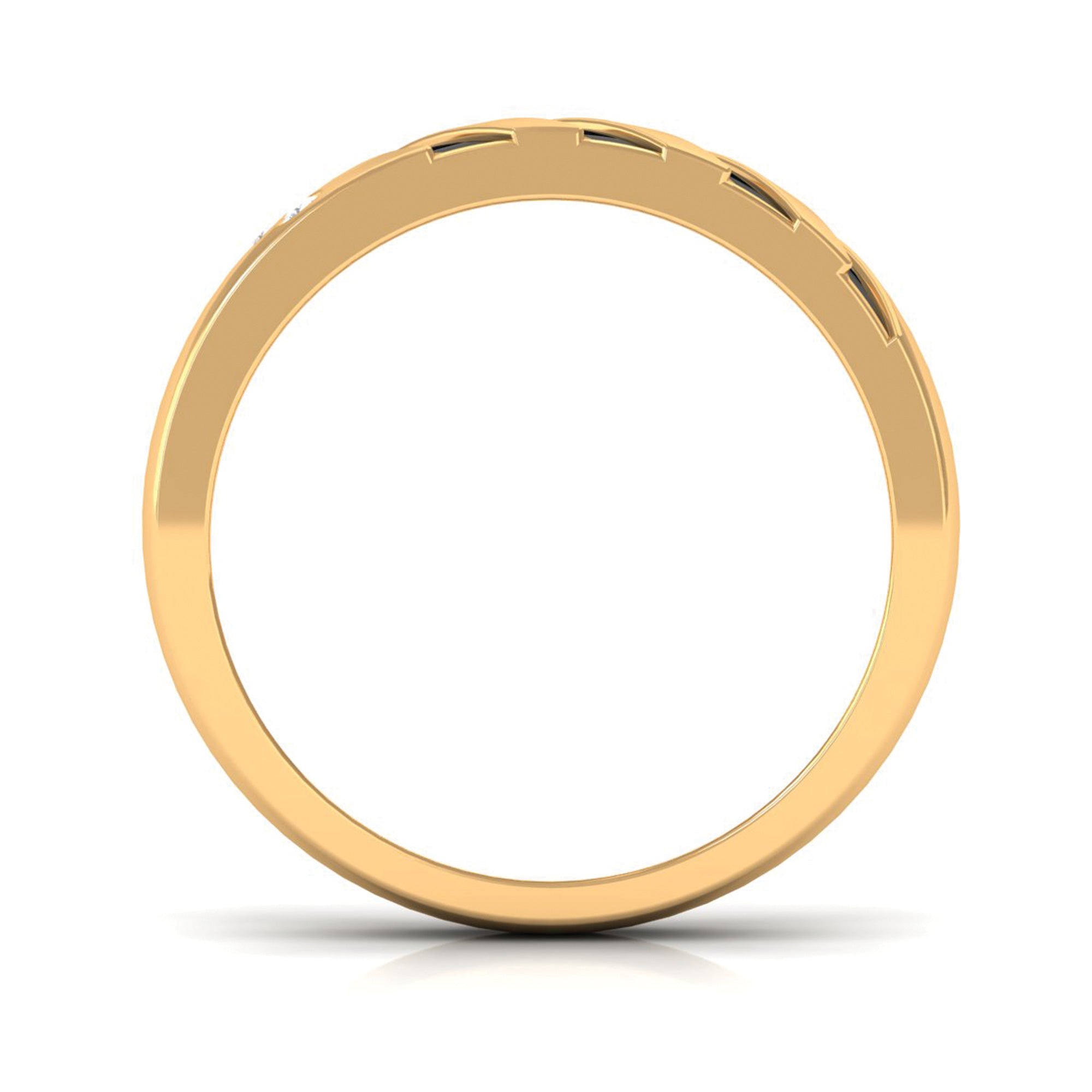 Real Diamond Enamel Band Ring in Flush Setting Natural - ( HI-SI ) - Rosec Jewels