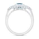 Real Oval London Blue Topaz Vintage Engagement Ring with Diamond AAA - Rosec Jewels