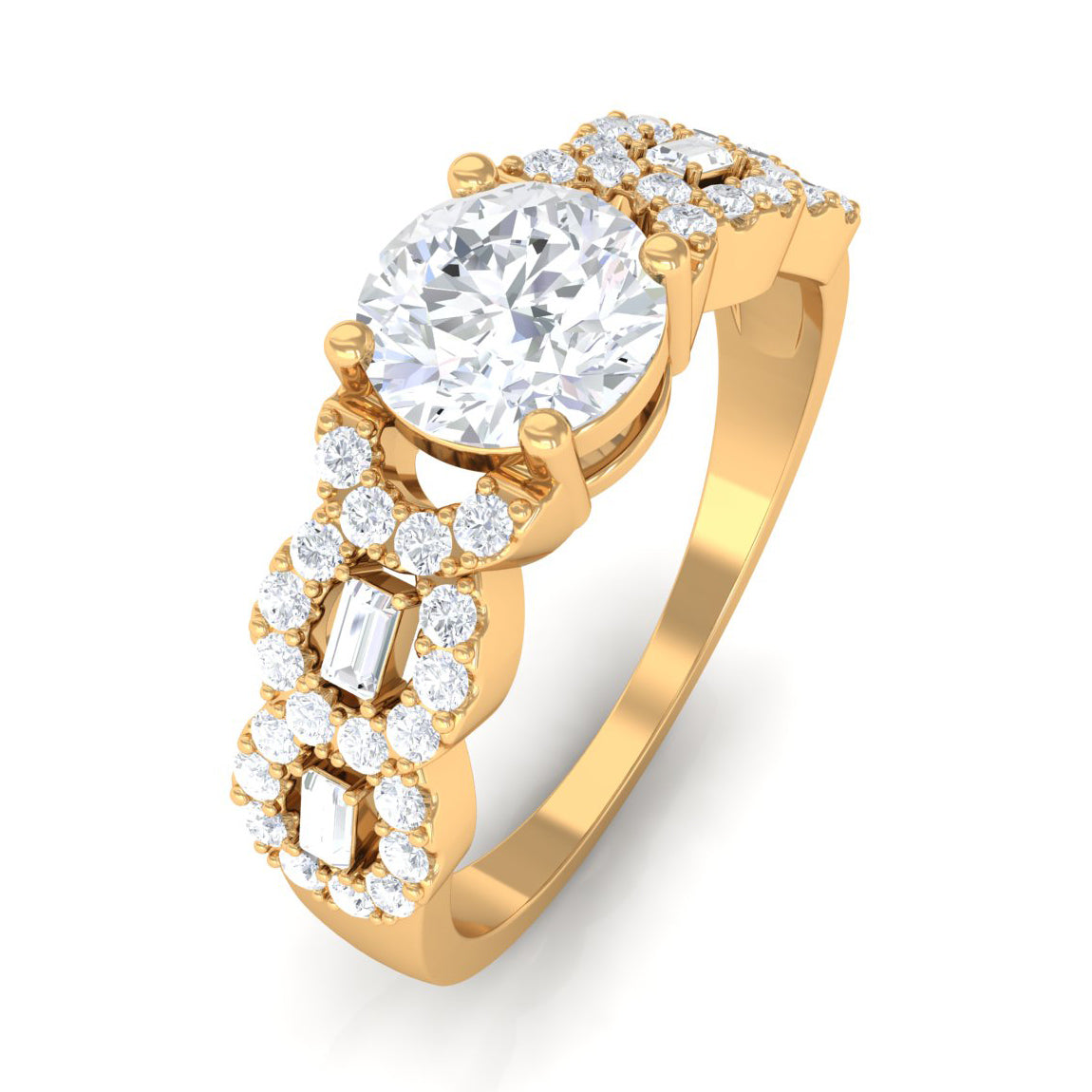 Certified Moissanite Designer Engagement Ring for Women D-VS1 - Rosec Jewels