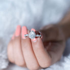 Rosec Jewels-Moissanite Teardrop Engagement Ring with Scalloped Shank