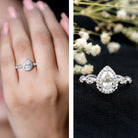 Rosec Jewels-Moissanite Teardrop Engagement Ring with Scalloped Shank