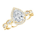 Rosec Jewels-Moissanite Teardrop Engagement Ring with Scalloped Shank