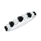 Rosec Jewels-3/4 CT Created Black Diamond Heart Half Eternity Ring with Diamond