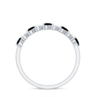 Rosec Jewels-3/4 CT Created Black Diamond Heart Half Eternity Ring with Diamond