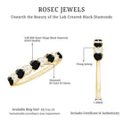 Rosec Jewels-3/4 CT Created Black Diamond Heart Half Eternity Ring with Diamond
