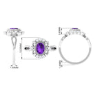 Vintage Inspired 1 Carat Amethyst Oval Engagement Ring with Diamond AAA - Rosec Jewels