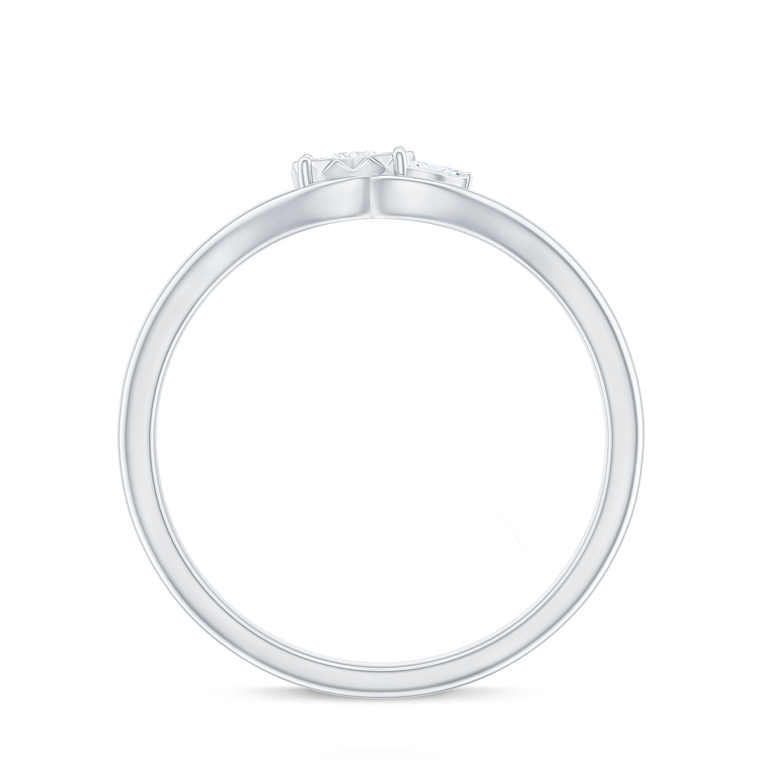 Certified Real Diamond Curved Promise Ring Natural - ( HI-SI ) - Rosec Jewels