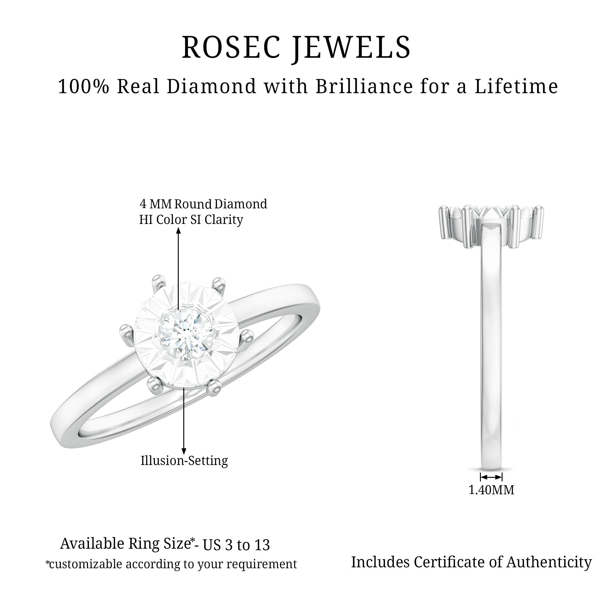 Rosec Jewels-Natural Diamond Promise Ring in Illusion Setting