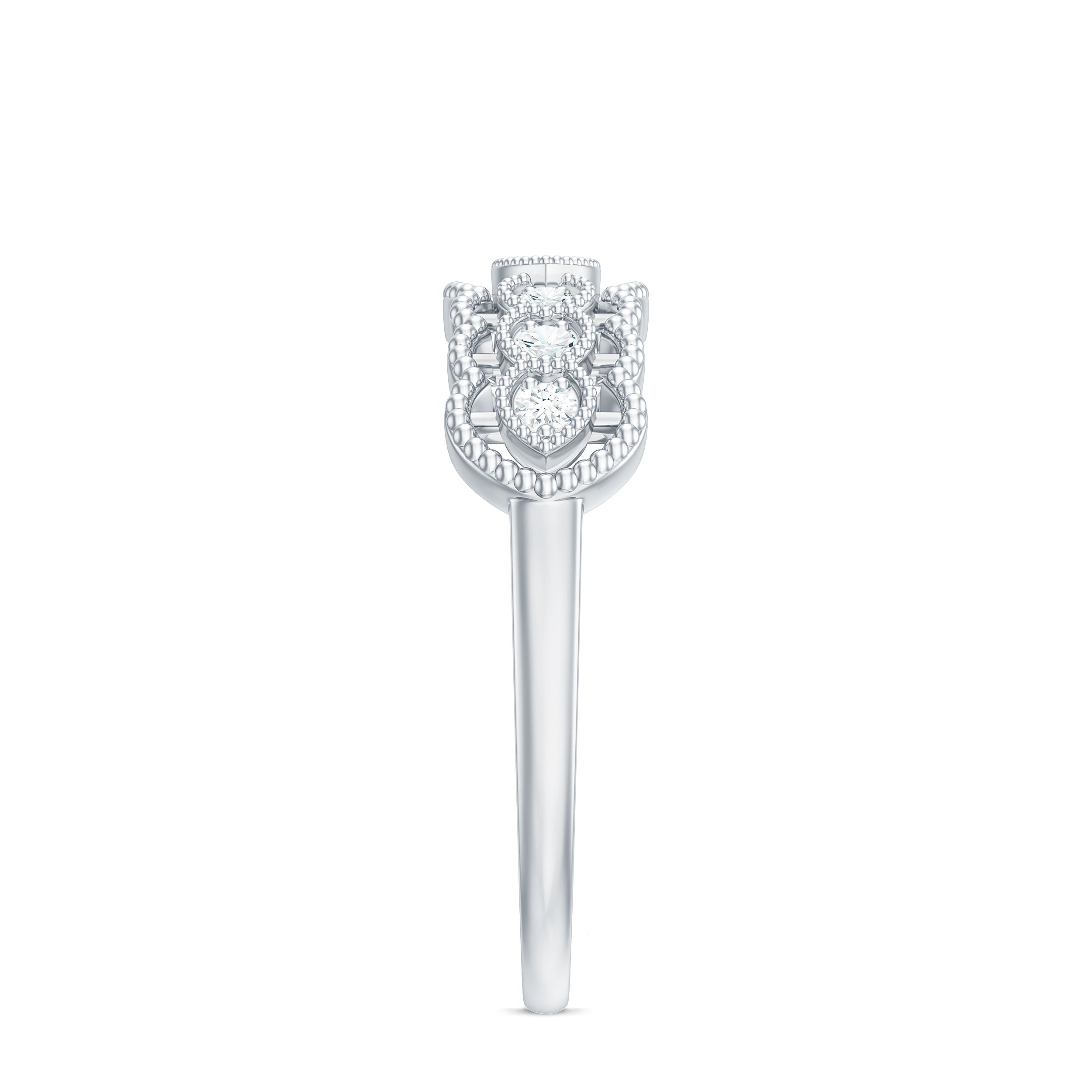 Vintage Inspired Natural Diamond Anniversary Ring Natural - ( HI-SI ) - Rosec Jewels