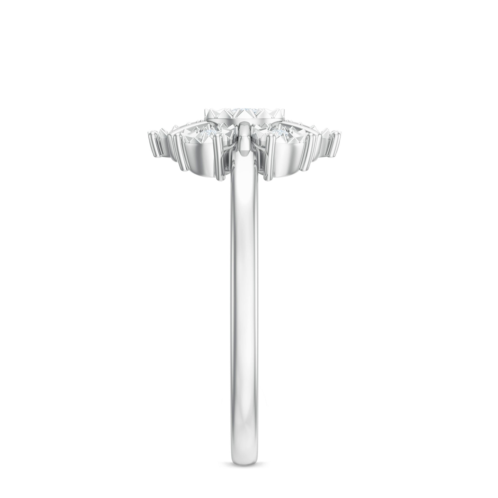 Natural Diamond Cluster Engagement Ring in Illusion Setting Natural - ( HI-SI ) - Rosec Jewels