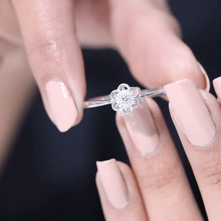 Rosec Jewels-Miracle Plate Real Diamond Flower Promise Ring