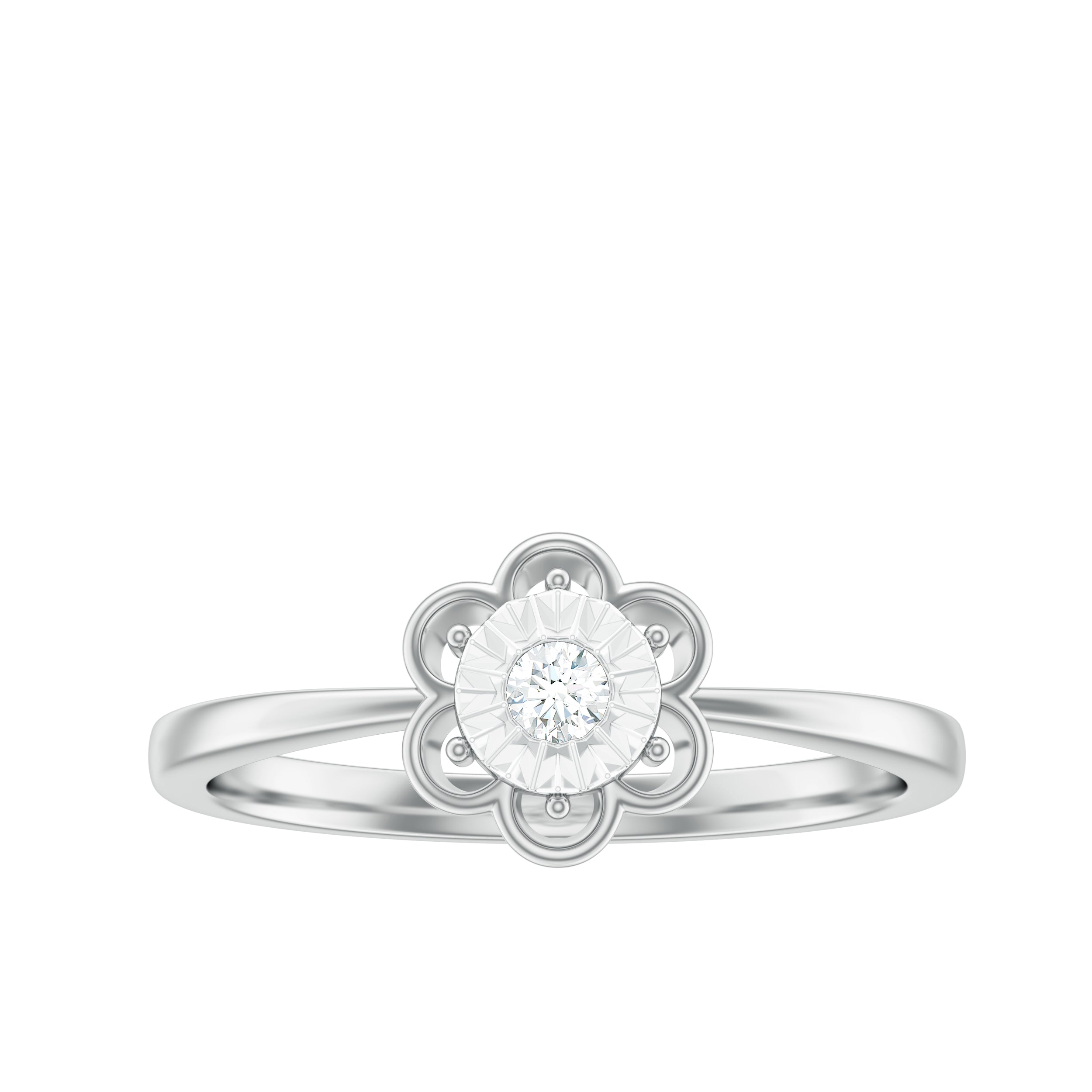 Rosec Jewels-Miracle Plate Real Diamond Flower Promise Ring