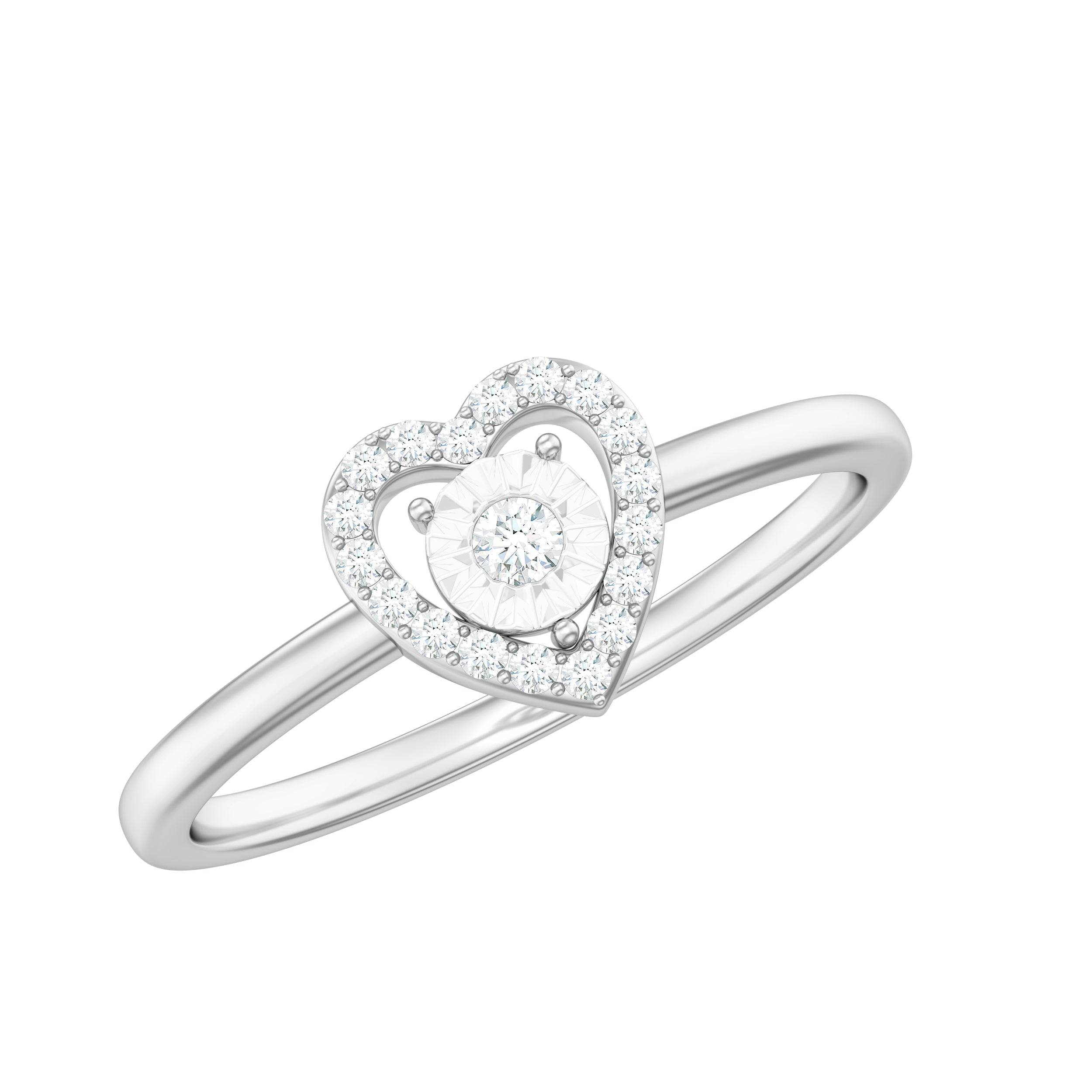 Certified Real Diamond Heart Promise Ring Natural - ( HI-SI ) - Rosec Jewels