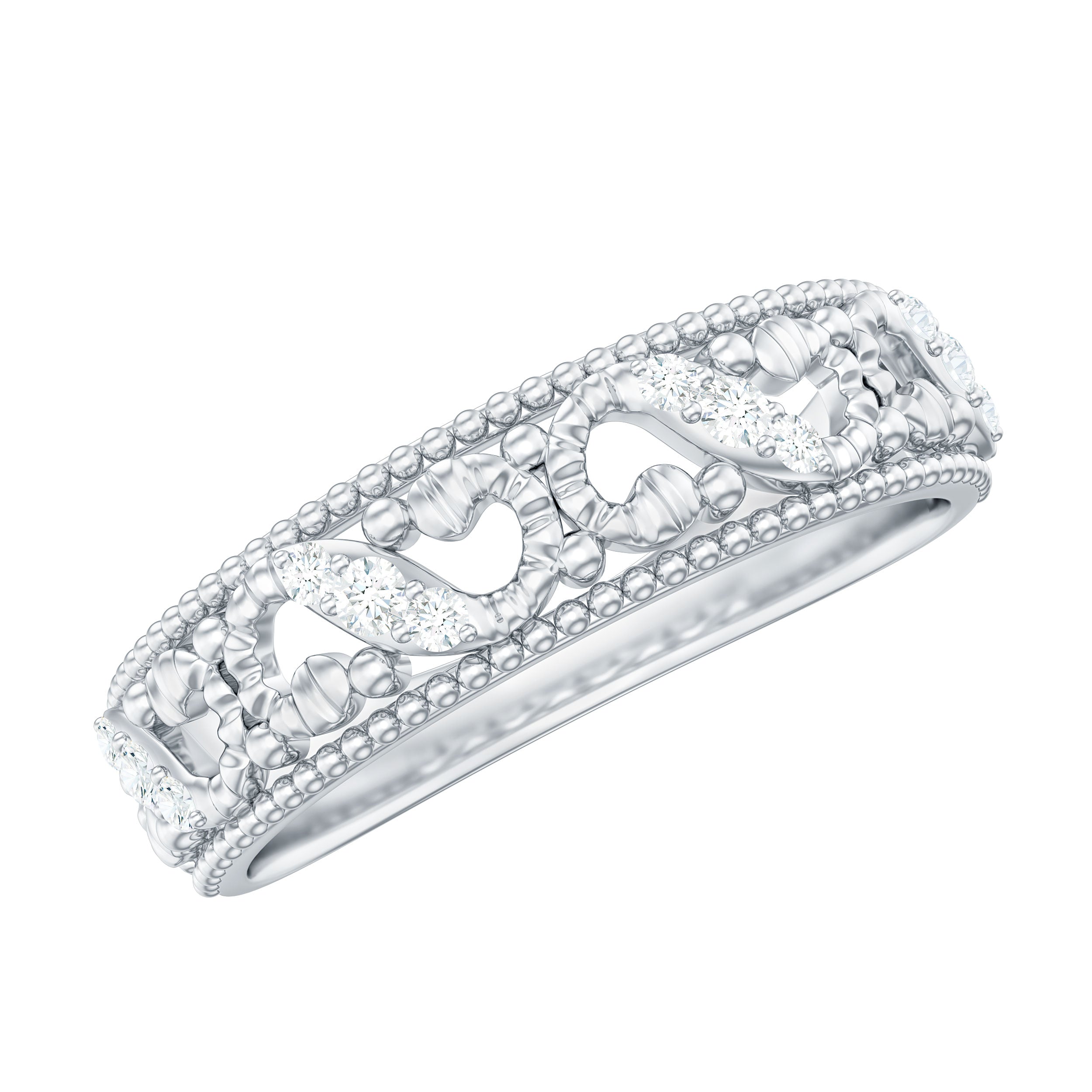 Rosec Jewels-Vintage Looking Diamond Band Ring for Women